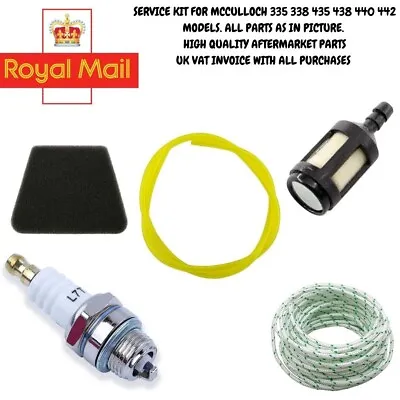 Service Kit McCULLOCH 335 338 435 438 440 442 Chainsaw Air Filter Plug Cord • £12.99