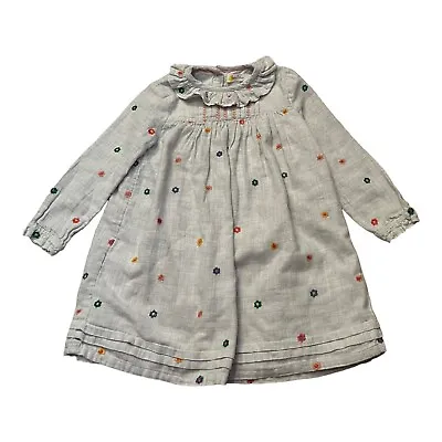 Mini Boden Toddler Girl Long Sleeve Flower Applique  Dress 2-3 Y • $14.99