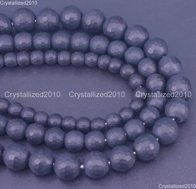 Matte Faceted Big Hole 2mm Natural Black Onyx Gemstones Round Beads 6mm 8mm 16  • £7.81