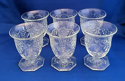 EARLY McKEE SET Of 6 EAPG ROCK CRYSTAL FOOTED 3.5 Oz EGG CUPS 3.5  TALL • $35