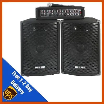 Pulse PMH200KIT 200w DJ PA System Kit Package Speakers & Mixer/Amp + Mic/cables • £225