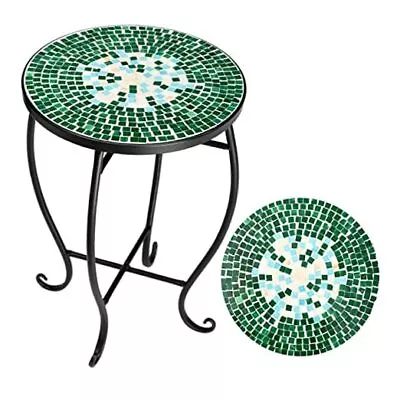 Mosaic Green Iron Outdoor Coffee Table Green Iron Outdoor Accent Table Round  • $63.12