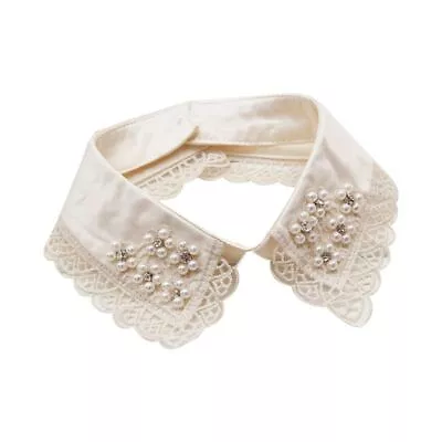 Women Detachable Colla Shirt Fake Collars Pearls Lace Decoration Ladies Lace Fal • £7.18