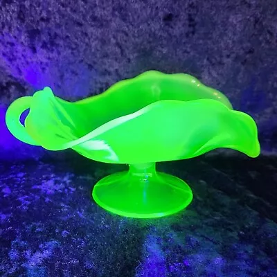 Vintage Vaseline Uranium Glass Duncan & Miller Nappy Candy Dish Strong Glow! VTG • $36