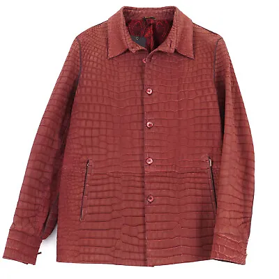 Zilli Bordeaux Matte Nubuck Genuine Crocodile Leather Jacket L (Eu 52) NWT • $49995
