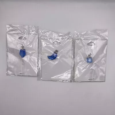 Lot Of 3 Crystal Vial Pendants Miniature Glass Bottle Vials With Screw Caps Blue • $12.88