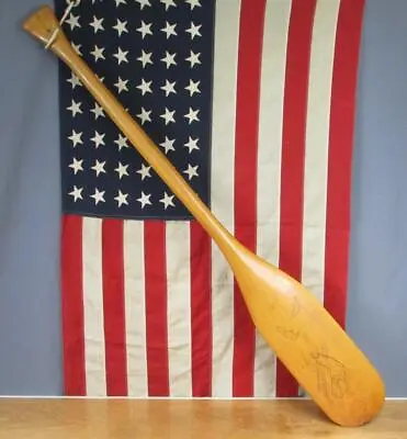 Vintage 1950s Wood Canoe Paddle Boat Oar Fishing Open Trophy Carved Artwork 55  • $152.10