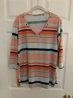 $12.80 • Buy Valerie Stevens Pullover Top/Blouse, Size Large, Multicolor