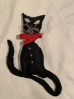 $18 • Buy Vintage Handmade Black Fabric Decorative Cat Long Tail