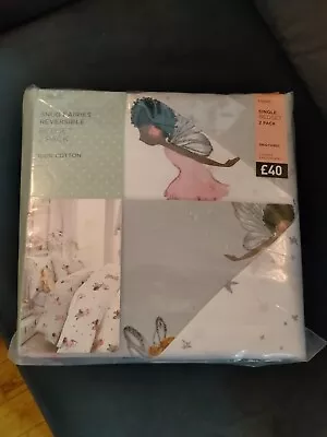 £26 • Buy NEXT Girls 2 Pack White Grey Pink Snug Fairies Single Bedding Sets Bed BNIP 💞