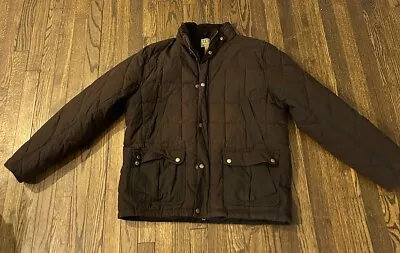 L L Bean Men's Upcountry Waxed Cotton Down Jacket Full Zip Brown Size Large • $110