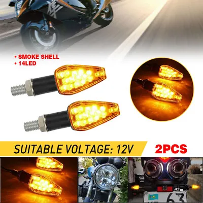 Pair 12V Mini Universal Motorcycle LED Turn Signal Indicator Lights Blinker Lamp • £13.97