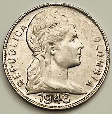 1946 Colombia 5 Centavos KM# 199 Circulated Condition • $1.50