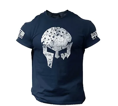 Skull Warrior Men's T Shirt Vikings American Flag Style US Veteran Tee • $14.90