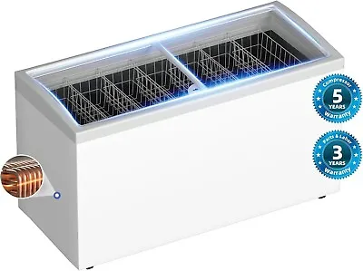 New 72”Chest Freezer Commercial Glass Door Freezer Frozen Food Ice Cream Display • $599