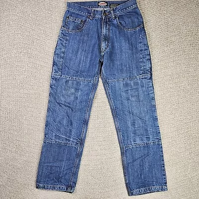 Sliders Jeans Mens 30x32 Blue Double Knee Biker Riding Motorcycle Denim • $29.99