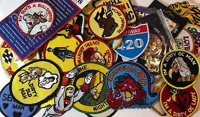 Vintage Lot Of 40 Patches Hippie Funny Naughty Trucker Novelty Dirty Old Man NOS • $38