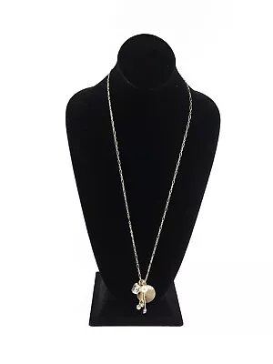 $8.99 • Buy J CREW Rhinestone Faux Pearl Gold Tone Chain Link Pendant Necklace