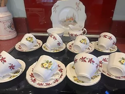 Very Pretty Harlequin Mismatch China Tea Set • £45