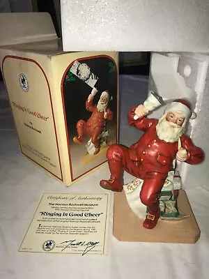 NOS 1981 NORMAN ROCKWELL Christmas RINGING IN GOOD CHEER Santa Claus FIGURINE • $40