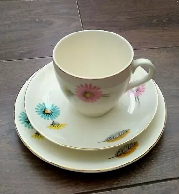 Vintage 1950s Myott Tea Trio Tea Plate Cup Saucer Ivory Flowers • £9.99