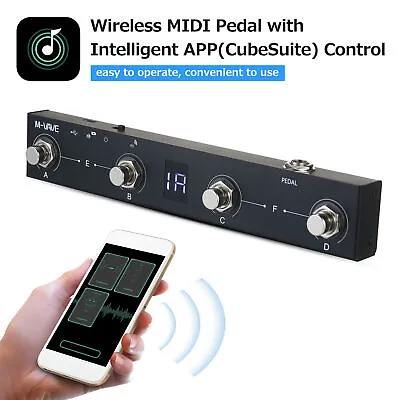 M-VAVE BT Wireless MIDI Foot Controller Pedal APP Control Rechargeable E1S2 • $27.99