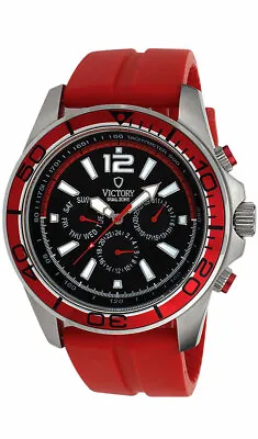 Victory V-Earth Japanese Quartz Red/Black Dial Men's Watch • $99