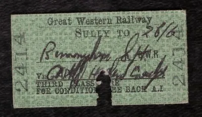 £1.99 • Buy GWR Sully To Blank 3rd Class Great Western Railway Ticket