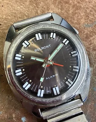 Vintage Men’s Belmont Swiss Mechanical Alarm Watch • £60