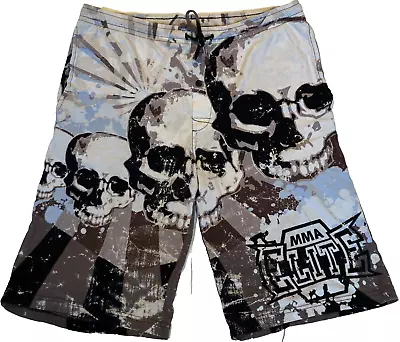 MMA Elite Mens UFC Boxing Mixed Martial Arts Skulls Drawstring Shorts Size L/XL • $9.98