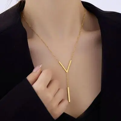 V-Shaped Necklace Chain Body Chain Jewelry Necklace Shiny Women • £2.70