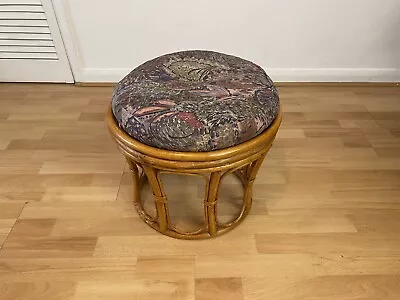 £45 • Buy Vintage Bohemian Bamboo Cane Rattan Boho Round Footstool Foot Rest Stool Seat