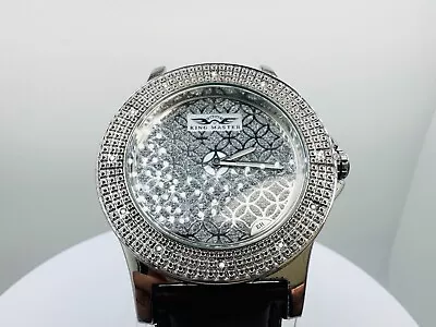 Men's King Master Leather Band Diamond Water Resistant 105m Wristwatch • $49.99