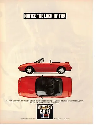 Vtg Print Ad 1980s 90s Mercury Capri Lincoln XR2 Convertible Red Sports Sporty • $7.96
