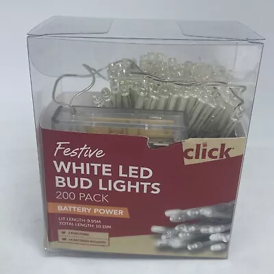 LED Festive White Bud Lights - 200 Pack - White LED - Battery Power - 2 Function • $18