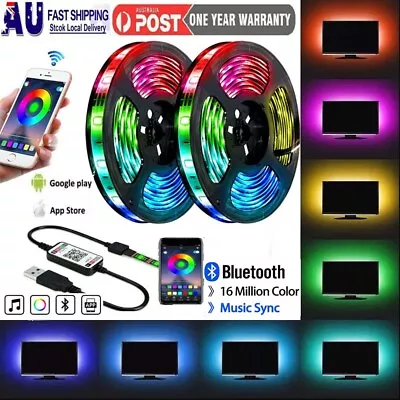 RGB LED Strip Lights 30 Leds/M Flexible DC 5V USB Bluetooth For TV Backlights • $7.02