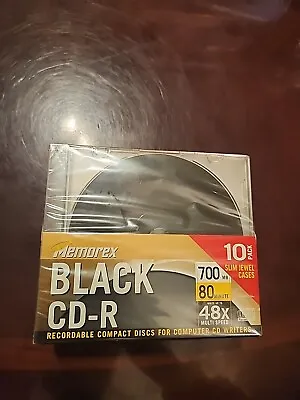 Memorex Black Recordable CD-R 700 Mb 80 Min 1x-16x Speed 10 Pack Vintage 2000 • $19.95