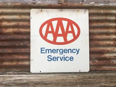 Vintage AAA Auto Emergency Gas Station Sign Metal Auto Garage Oil Sign 24x26 • $175