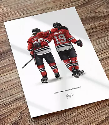 Patrick Kane Jonathan Toews Poster Chicago Blackhawks Hockey Art Print • $24.99