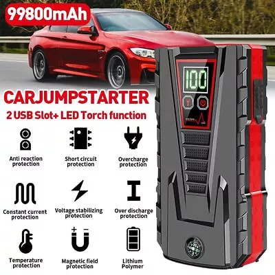 99800mAh 12V Car Jump Starter Pack Booster Battery Charger Emergency Power Bank • £25.99