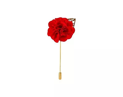 Men's Lapel Pin Handmade Red Flower Bunch With Golden Leaf Lapel Pin • $15