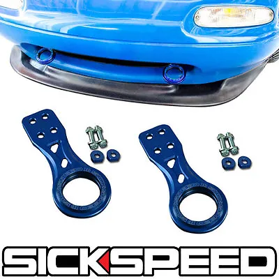 $131 • Buy 2 Pc Blue Base Anello Front Bumper Strength Racing Tow Hook Set For Mazda