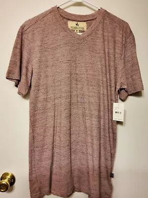 NWT! Ferruche Mens Pink V Neck Cotton Poly Short Sleeve Shirt MED • $19.90