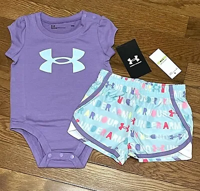 $23.95 • Buy UNDER ARMOUR Baby Girl's Bodysuit Shirt & Shorts Outfit 2 Pc Set Size 3/6 Months