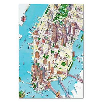 Vintage Manhattan City Map Poster - 1800s Diorama Art - High Quality Unframed • $14.44