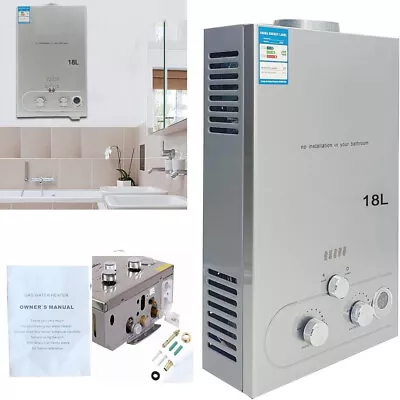 18L LPG Propane Gas Tankless Instant Hot Water Heater Boiler With Shower Kit UK • £115.89