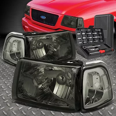 For 01-11 Ford Ranger Smoked Housing Clear Corner Headlight Head Lamps+tool Set • $75.88