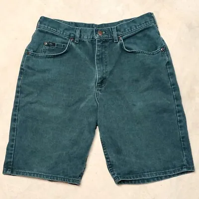 Vintage Lee Jeans Green Denim Made In USA Union Made Shorts - Size 31 • $29.95