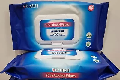 2 X 50pc/Pack Antibact. 75% Alcohol Wipes 99.9% Effective Thick 180mm X 150mm  • $12.90