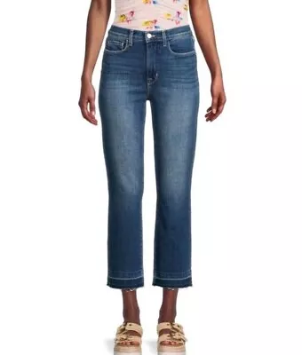 L'AGENCE Harris Frayed High Rise Cropped Straight Leg Jeans In Talladega • $29.99